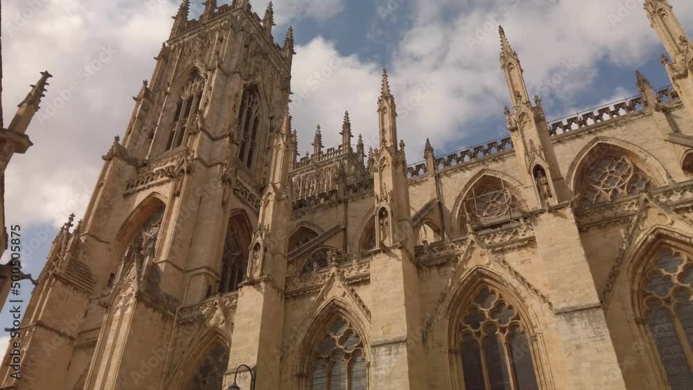 York Minster in evening sunshine. Wide. Pan Right York Minster in evening sunshine. Wide. Pan Right