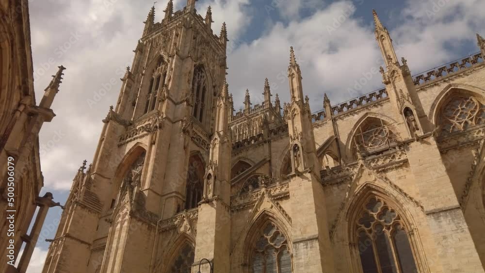 York Minster in evening sunshine. Wide. Pan Right York Minster in evening sunshine. Wide. Pan Right