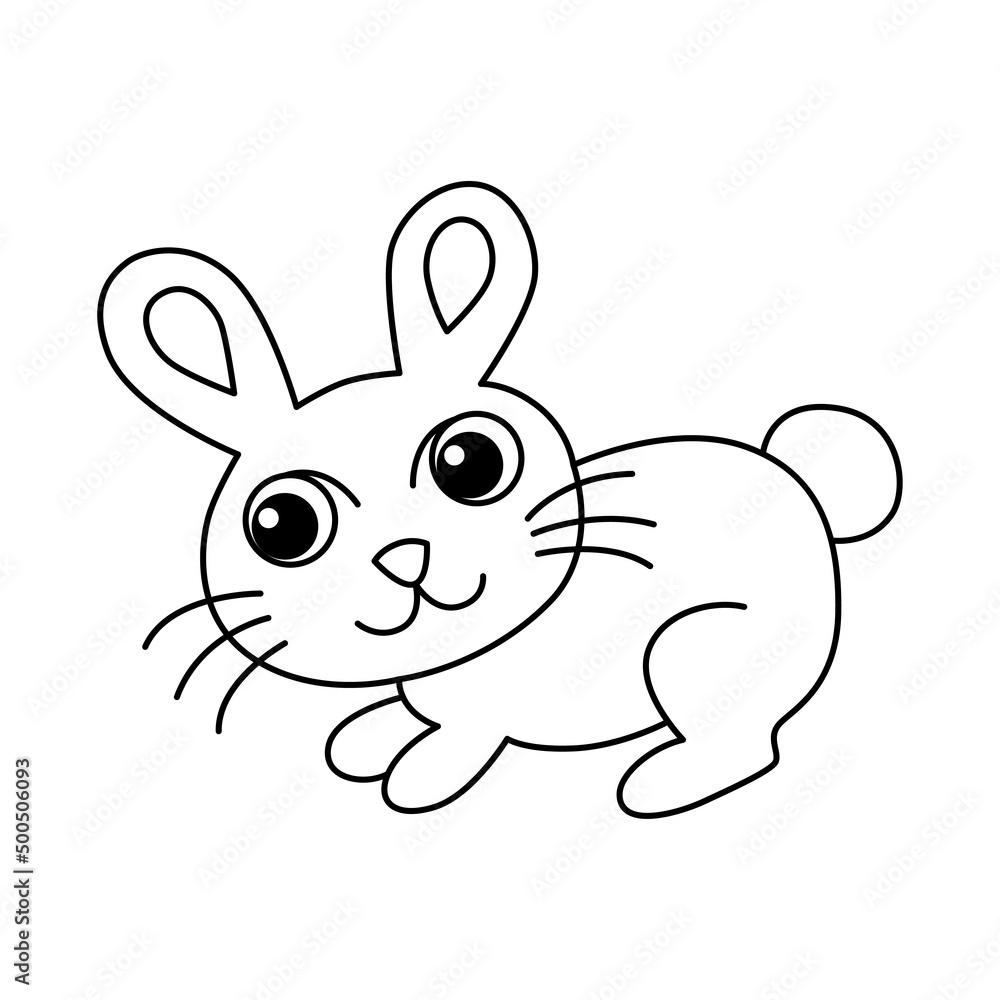 Obraz premium Cute rabbit cartoon coloring page illustration vector. For kids coloring book.