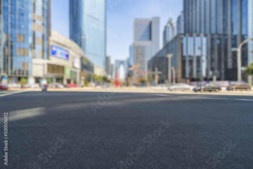 empty asphalt road with city skyline background in china. © hallojulie