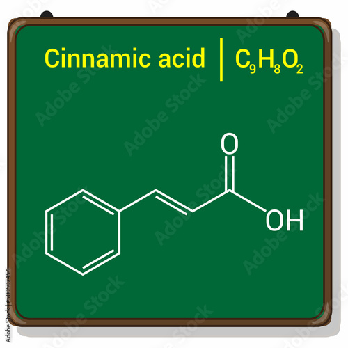 chemical structure of Cinnamic acid (C9H8O2) photo