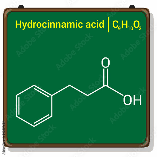 chemical structure of hydrocinnamic acid (C9H10O2) photo