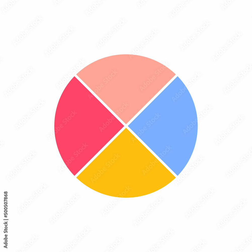 Pie chart with four same size sectors vector illustration on white background Pie chart with four same size sectors vector illustration on white background