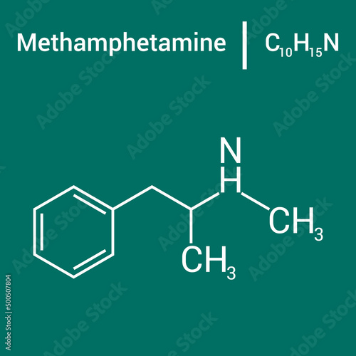 chemical structure of methamphetamine (C10H15N)