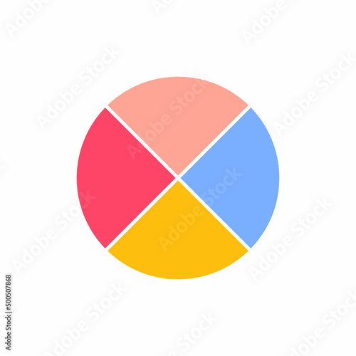 Free Download Pie chart with four same size sectors vector illustration on white background - GFXLoad