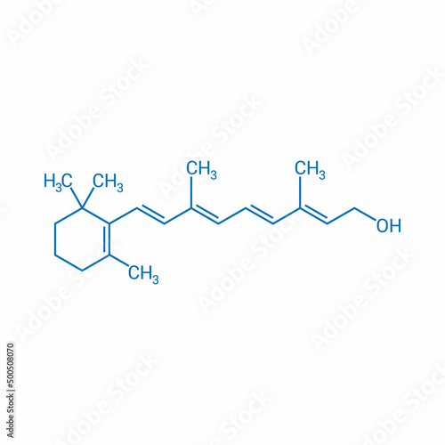 chemical structure of vitamin a1 or retinol (C20H30O)