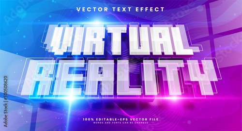 Virtual Reality 3d editable text effect suitable for digital technology theme.