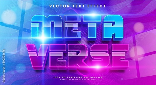 Metaverse 3d editable text effect suitable for digital technology theme.