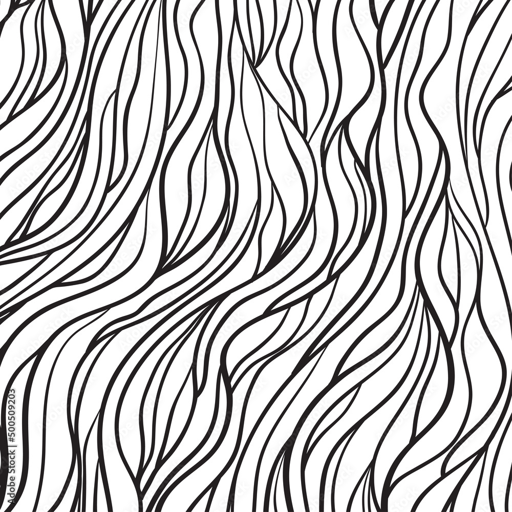 Chaos waved wallpaper. Chaotic pattern. Tangled texture with lines. Background with stripes and waves. Print for banners, posters, flyers and textiles. Black and white illustration for design