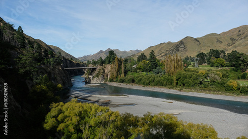 Scenery around Waiau River near Hanmer Springs, New Zealand photo
