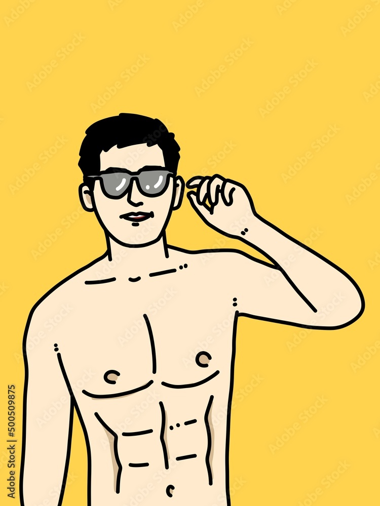 Fototapeta premium cute man cartoon on yellow background