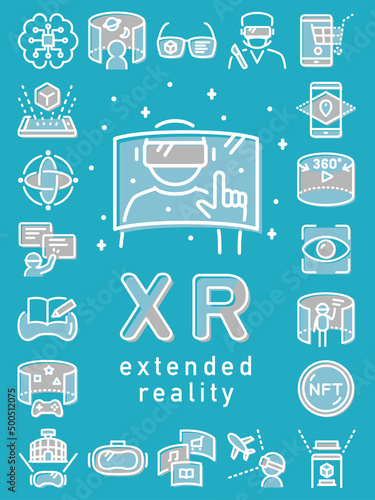 XR　extended reality　VR・AR・MR	アイコンセット