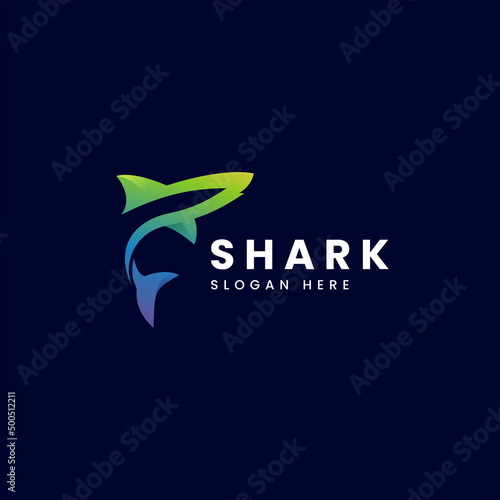 Vector Logo Illustration Shark Gradient Colorful Style.