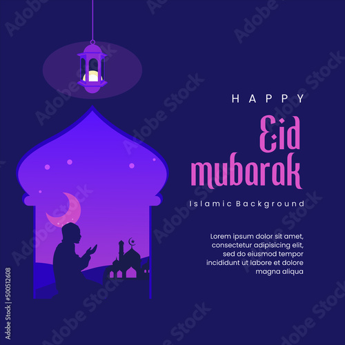 Eid Mubarak Islamic Background design in cartoon vector