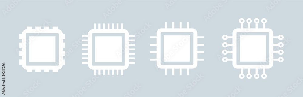 Chips icon set in white color. Electronic chip vector icon isolated. Chips icon set in white color. Electronic chip vector icon isolated.