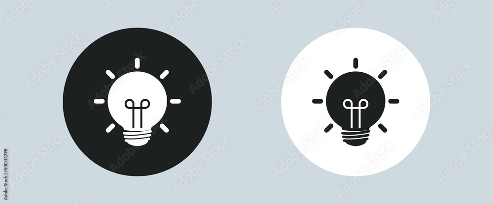 Lamp bulb idea icon in black and white colours.