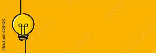 Minimal line illustration background of lamp in yellow colours.