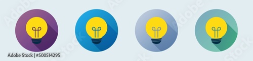 Idea lamp icon collection. Flat syle bulb icon symbol.