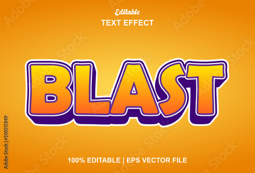 blast text effect with orange color 3d style