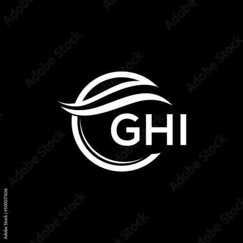 GHI letter logo design on black background. GHI  creative initials letter logo concept. GHI letter design.

