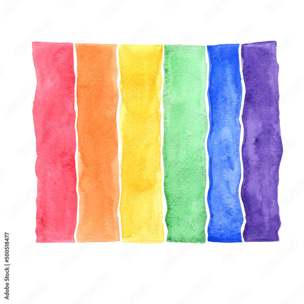 Colorful rainbow banner watercolor illustration for decoration on fairy tales and LGBTQ concept.