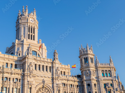 Beautiful view of the Streets and baroque buildings is Madrid Spain