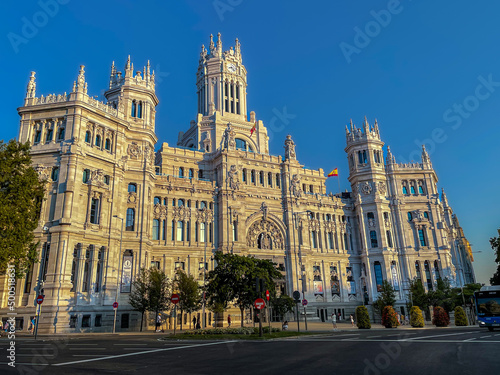 Beautiful view of the Streets and baroque buildings is Madrid Spain