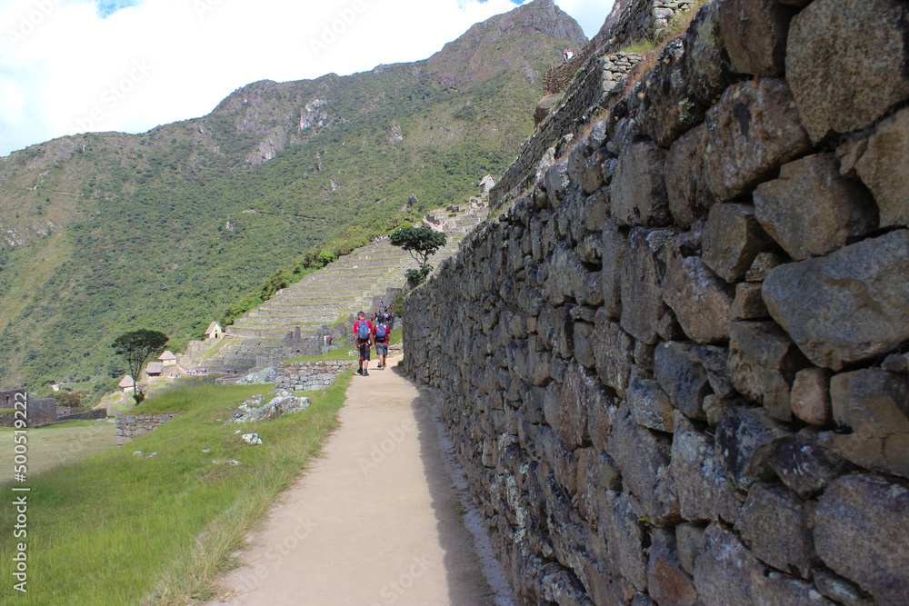 Muro de pedras nas ruinas incas de Machu Picchu, patrimônio natural e ...