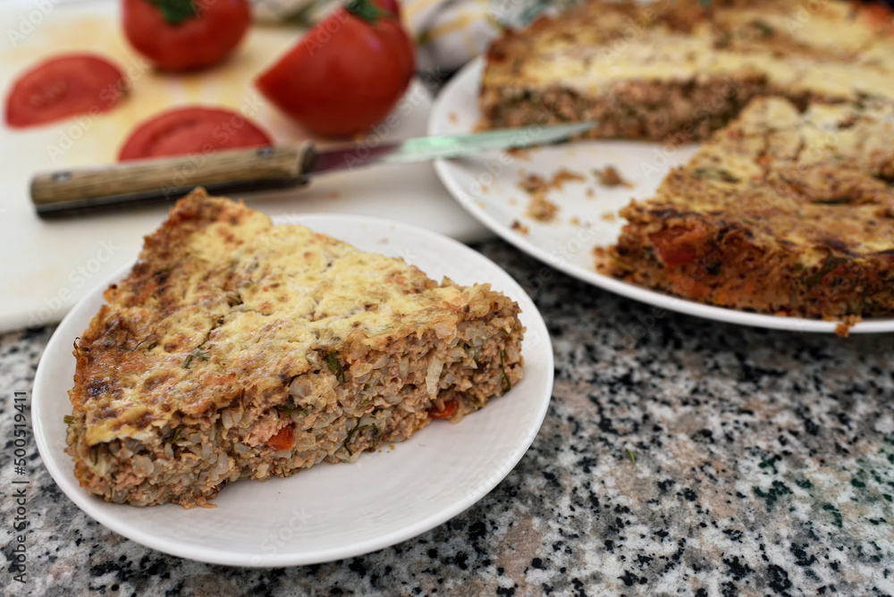 Traditional homemade pie with spinach and cheese. Traditional homemade pie with spinach and cheese.