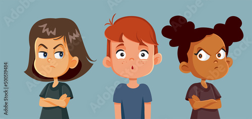 Angry Girls Upset with their Friend Vector Cartoon Illustration