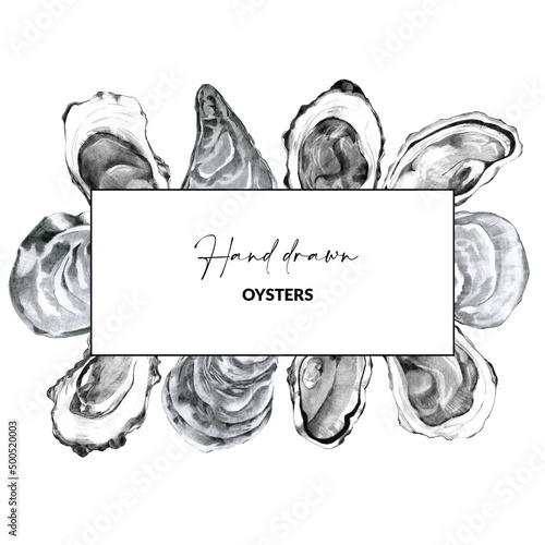 Template with hand drawn oysters