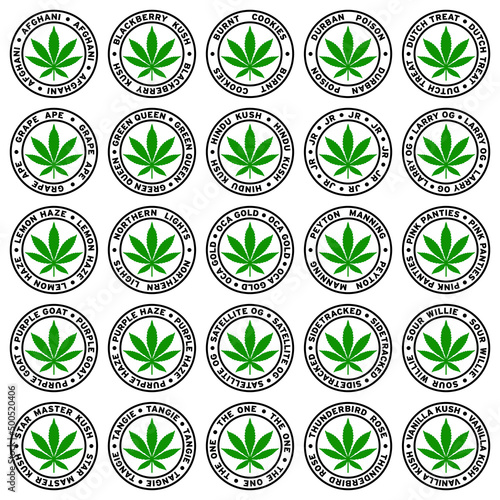 Round Marijuana Strain Clipart Set 7