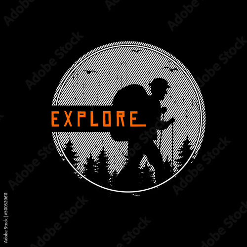 explore typography hiking t-shirt design 