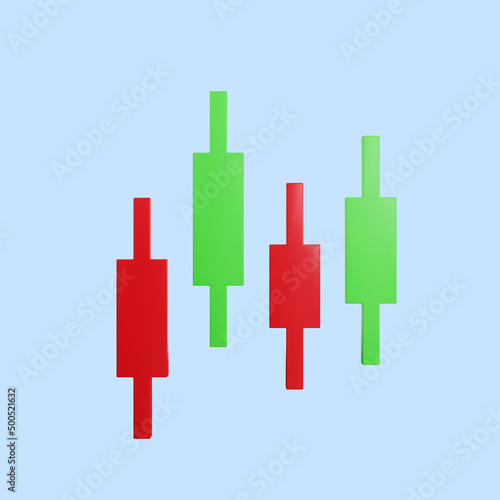 3d illustration of simple chart icon candle stick