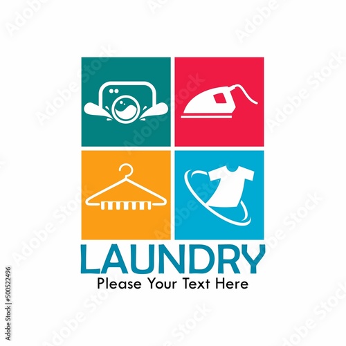 Laundry logo design template illustration