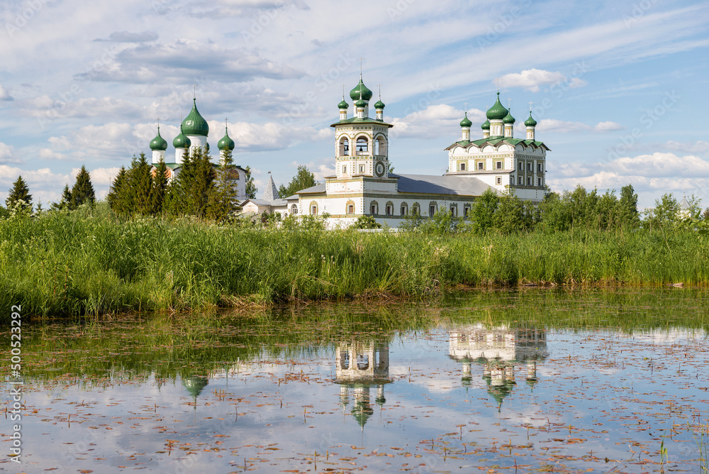 A sunny June day at the old St. Nicholas Monastery. Vyazhishchi, Novgorod region. Russia