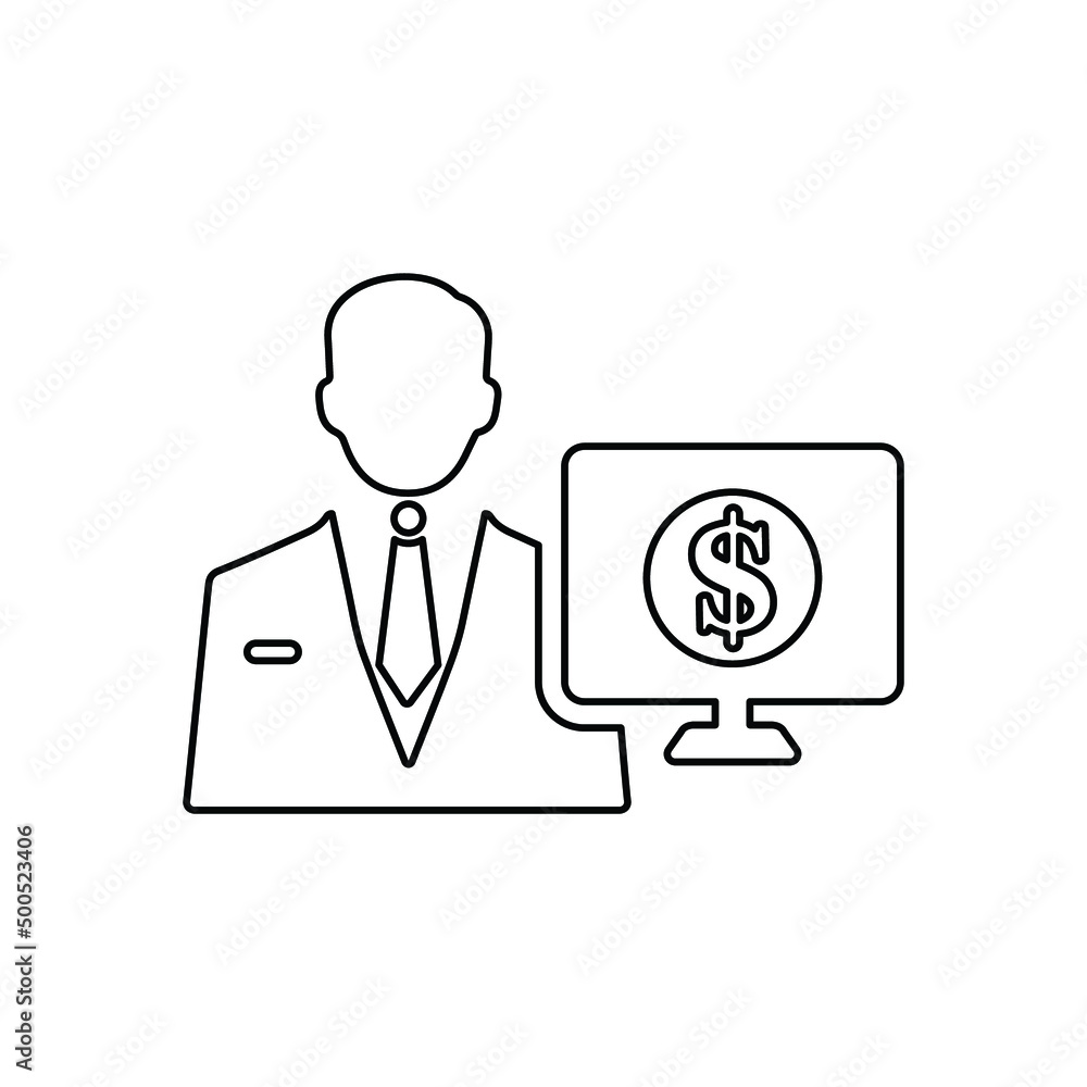Cash, male, money, male, user outline icon. Line vector design. Cash, male, money, male, user outline icon. Line vector design.
