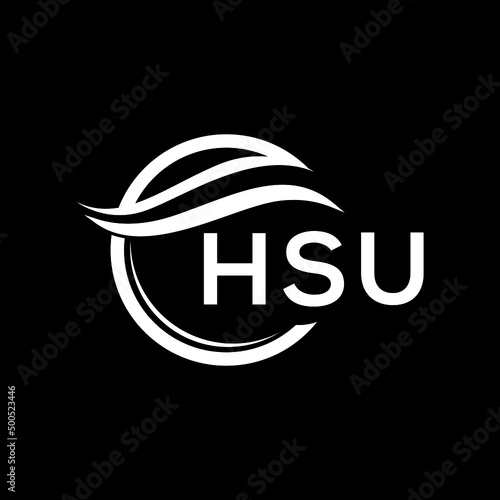 HSU letter logo design on black background. HSU  creative initials letter logo concept. HSU letter design.
 photo