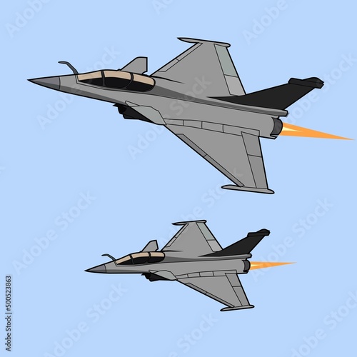 rafael jet fighter flying formation vector design