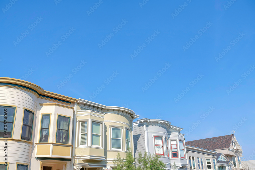 Complex suburbs houses with same building structures in San Francisco, California