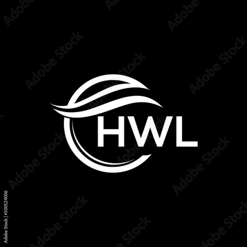 HWL letter logo design on black background. HWL  creative initials letter logo concept. HWL letter design. photo