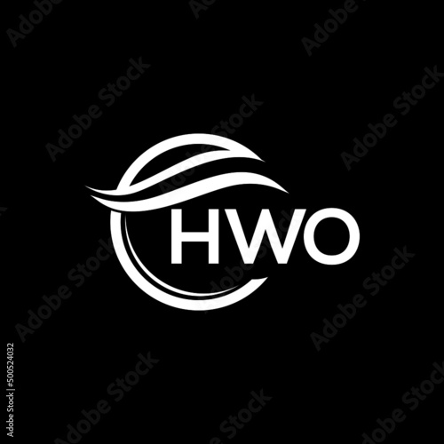 HWO letter logo design on black background. HWO  creative initials letter logo concept. HWO letter design. photo