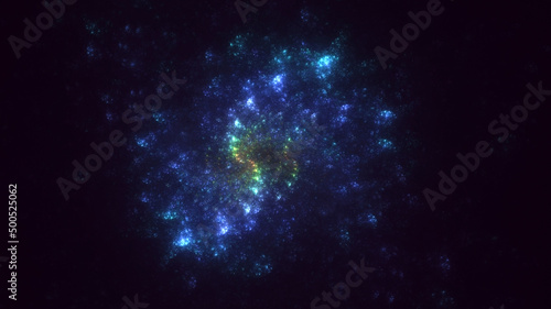 3D rendering abstract blue fractal light background