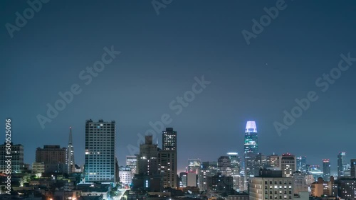 Wallpaper Mural San Francisco Downtown Skyline from Nob Hill Night Time Lapse Cityscape California USA Torontodigital.ca