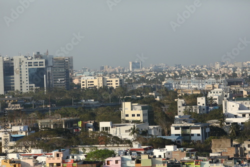 aerial view of the multitude of buildings in Chennai