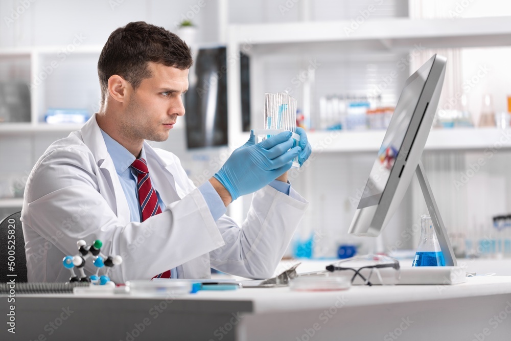 Researchers scientist working analysis with liquid test tube in the laboratory, chemistry science or medical biology experiment technology, pharmacy development solution Researchers scientist working analysis with liquid test tube in the laboratory, chemistry science or medical biology experiment technology, pharmacy development solution