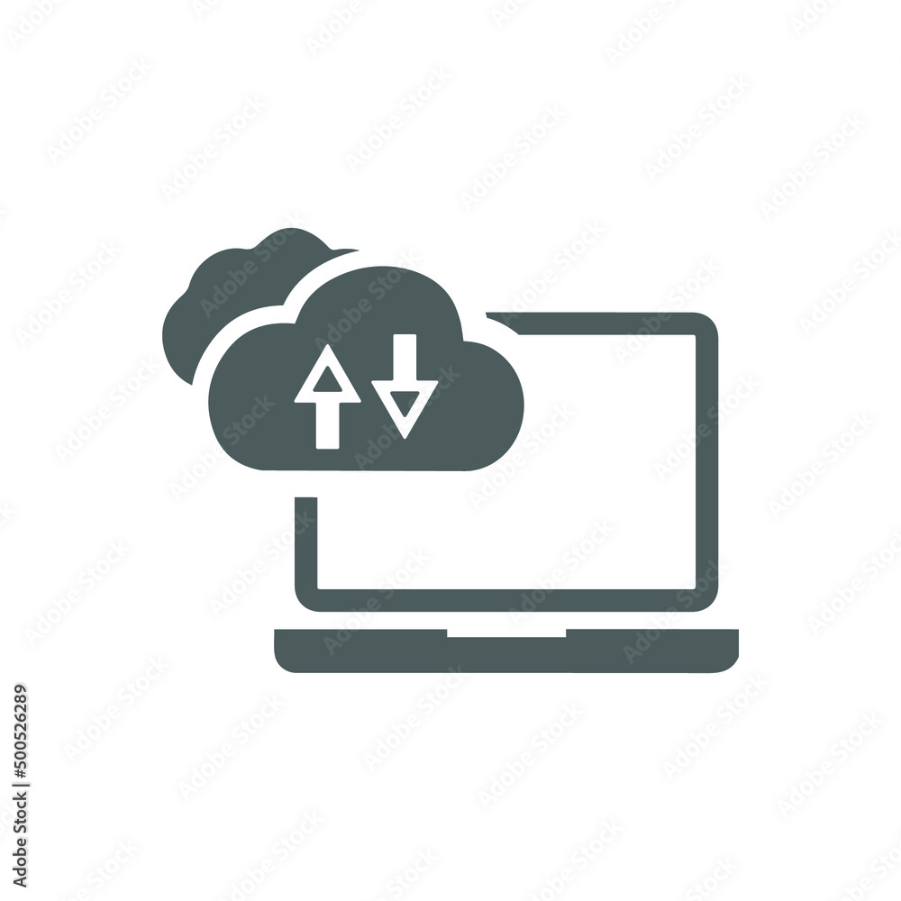 Download, upload, cloud icon. Gray vector sketch. Download, upload, cloud icon. Gray vector sketch.