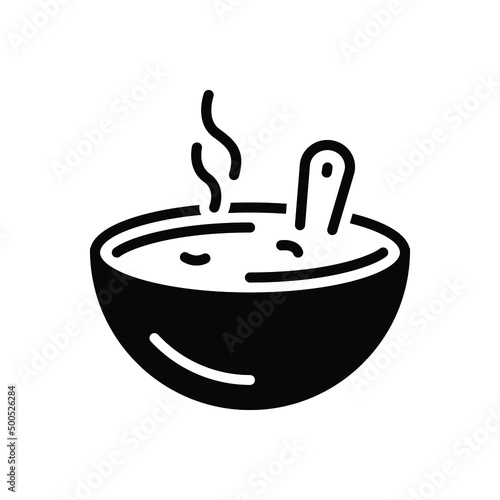 Black solid icon for soup