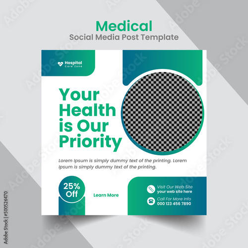 Medical or Health social media banner ad design template for doctor, hospital, clinic, dental, healthcare, dentiste, pharmacy