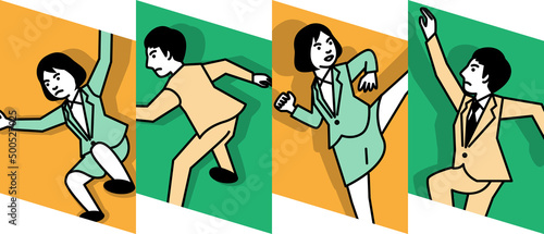 ビジネスシーン　4ポーズの男女